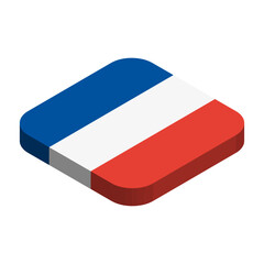 France flag - 3D isometric square flag with rounded corners.