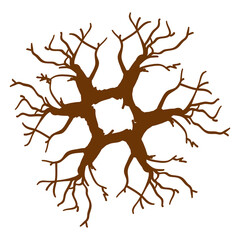 Brown Color of Landscaping Treetop Symbol or Isometric Tree and Plant for Garden Decoration.
