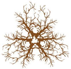 Brown Color of Landscaping Treetop Symbol or Isometric Tree and Plant for Garden Decoration.
