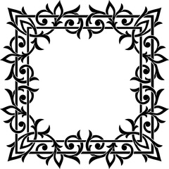 Victorian Gothic square shaped ornamental pattern. Stylized intricate frame design, silhouette or stencil type. Highly detailed and accurate lines for print or engraving