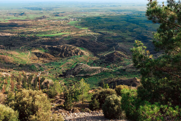 Fototapeta premium View from the mountain to the valley on the island of Cyprus