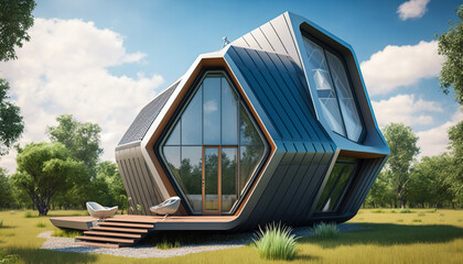 Futuristic house, real estate investment potential of future, Generative AI