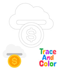 Cloud Money tracing worksheet for kids