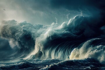 Tsunami Wave, generative AI - obrazy, fototapety, plakaty
