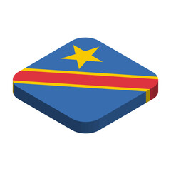 Democratic Republic of the Congo flag - 3D isometric square flag with rounded corners.