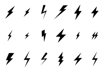 Set lightning bolt. Thunderbolt flat style - stock vector. Lightning symbol set. fast charge thunderbolt flash symbols.