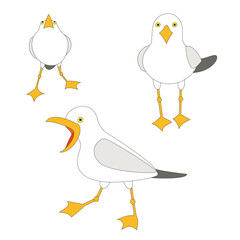 Funny Seagull. Illustration of a cartoon funny seagull beach bird character