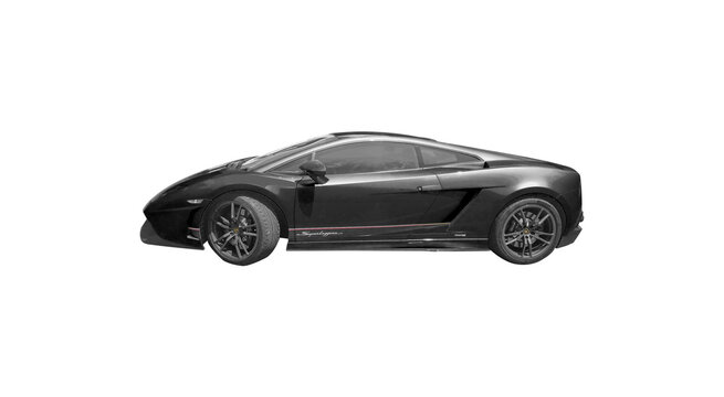 may 26th 2022, como lake Italy, lamborhini superleggera with variation of colors, black car on white, PNG transparent