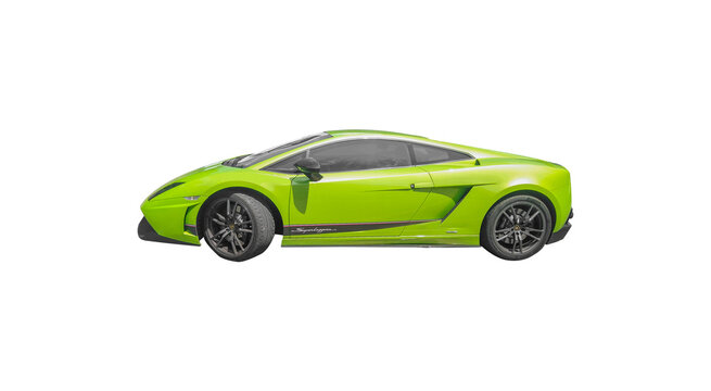 may 26th 2022, como lake Italy, lamborhini superleggera with variation of colors, light green car on white, PNG transparent