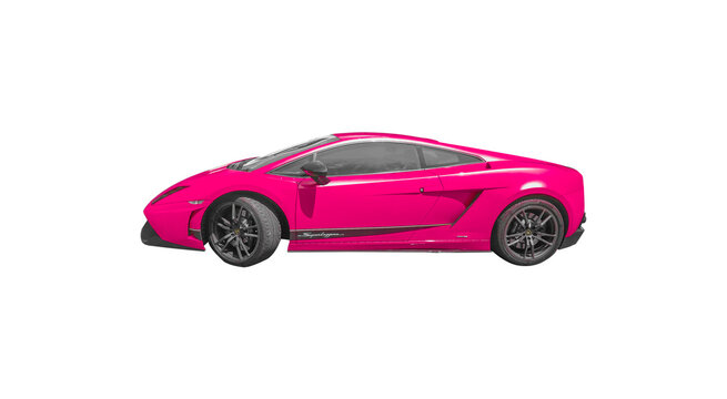 may 26th 2022, como lake Italy, lamborhini superleggera with variation of colors, purple car on white, PNG transparent