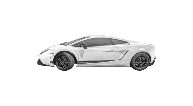 may 26th 2022, como lake Italy, lamborhini superleggera with variation of colors, white car on white, PNG transparent