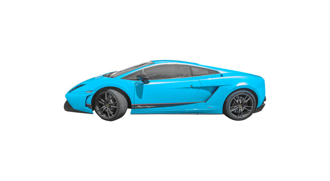 may 26th 2022, como lake Italy, lamborhini superleggera with variation of colors, light blue car on white, PNG transparent