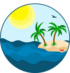 Fototapeta na wymiar Tropical island with palm trees. Summer vacation.