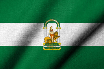 3D Flag of Andalusia waving - obrazy, fototapety, plakaty