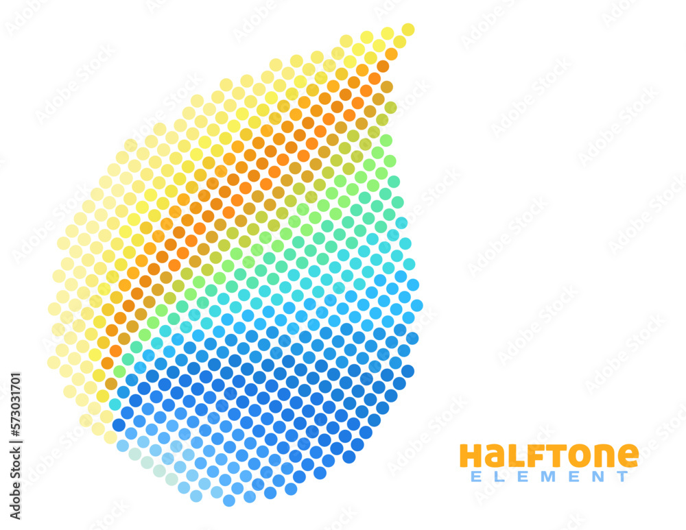 Poster Abstract colorful halftone element with saturated colors dots. Multicolor graphics