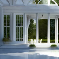 A white house with large glass windows and a front porch 1_SwinIRGenerative AI