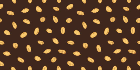 Vector peanut seeds seamless pattern