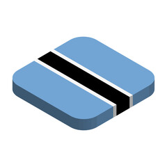 Botswana flag - 3D isometric square flag with rounded corners.