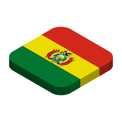 Bolivia flag - 3D isometric square flag with rounded corners.