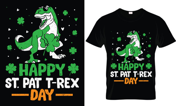 happy st. pat t-rex day, st patrick day t shirt design