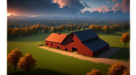 Old wooden red barn [AI Generated]