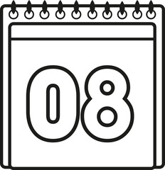 CALENDAR ICON WITH DATE DAY EIGHT