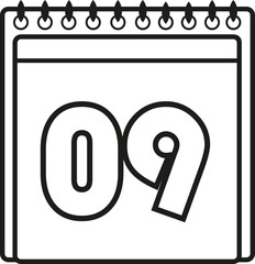 CALENDAR ICON WITH DATE DAY NINE