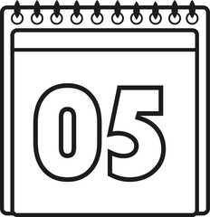 CALENDAR ICON WITH DATE DAY FIVE