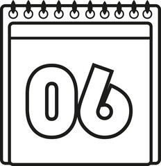 CALENDAR ICON WITH DATE DAY SIX
