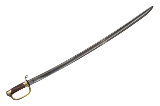 Antique cavalry saber, the end of the 19th century. Isolated