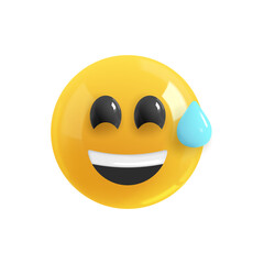 Emoji face cheerful laugh. Emotion Realistic 3d Render. Icon Smile Emoji. PNG yellow glossy emoticons.