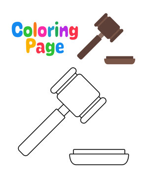 Coloring page with Bidding Hammer for kids