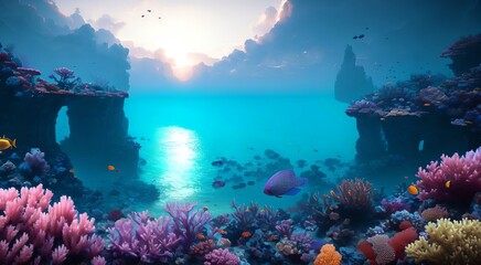 Fototapeta premium Underwater paradise: Tropical coral reef [AI Generated]