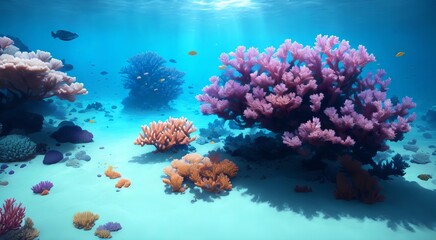 Naklejka na ściany i meble Underwater paradise: Tropical coral reef [AI Generated]