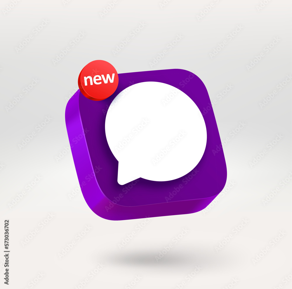 Poster Chat icon with informer. Mobile application icon. 3d vector icon isolated on white background
