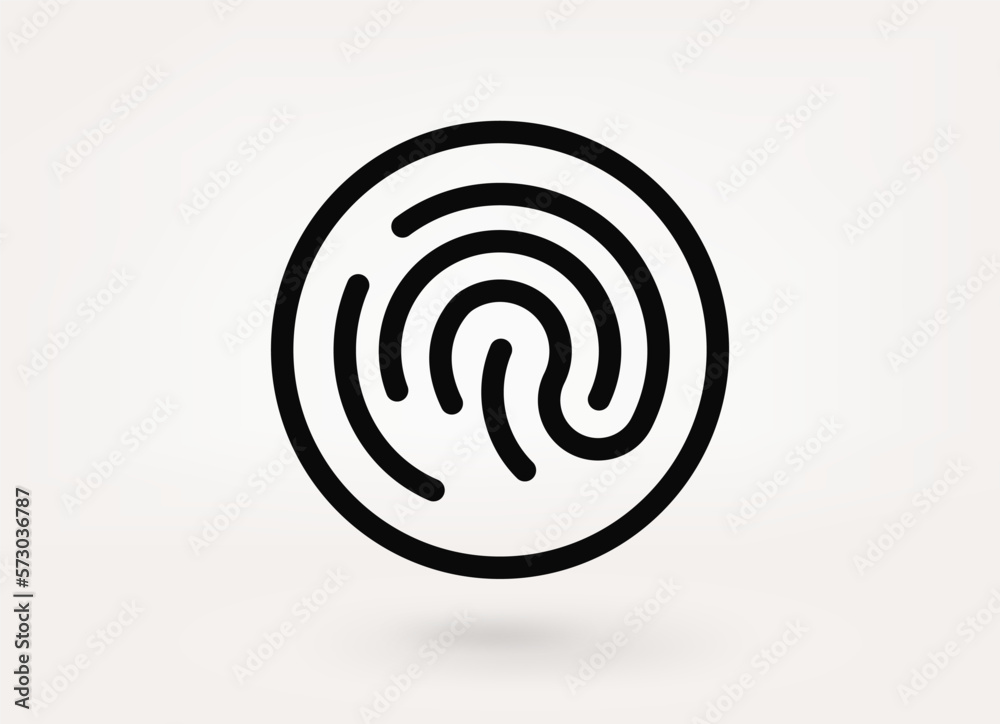 Aufkleber fingerprint security pictogram. vector linear icon