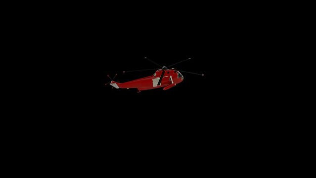 Rescue Helicopter Fly 3D Animation With Alpha Video