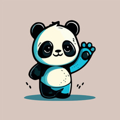 Cute Panda Cartoon Vector Icon Illustration. Animal Nature Icon Concept Isolated Premium Vector. Flat Cartoon Style