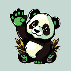Cute Panda Cartoon Vector Icon Illustration. Animal Nature Icon Concept Isolated Premium Vector. Flat Cartoon Style