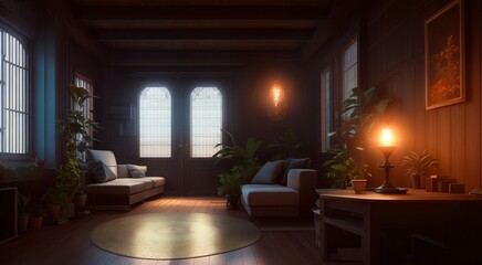 Cozy living room with comfortable sofa [AI Generated]