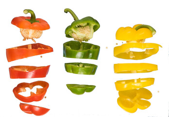 flying chopped peppers, png