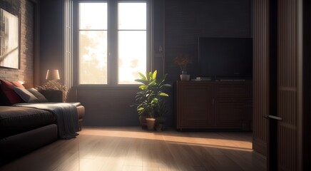 Cozy living room with comfortable sofa [AI Generated]