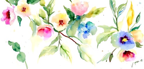 Fototapeta na wymiar watercolor flowers watercolor painting
