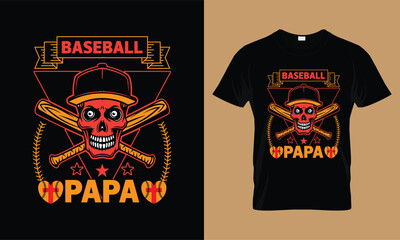 Baseball papa T-shirt design template