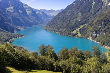 Blick auf den Klöntalersee, Schweiz