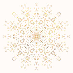 golden floral and jewelry circular ornament on a milky background