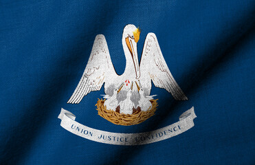 3D Flag of Louisiana waving