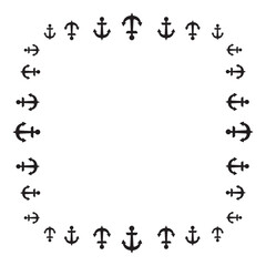 Frame of flat yacht anchor icon frame border vector illustration isolated on white background.