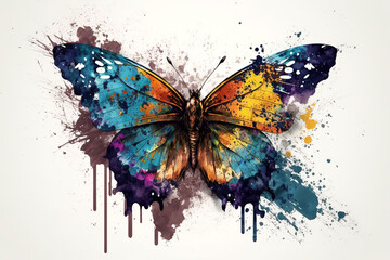 Obraz na płótnie Canvas colorful butterfly in style of aquarelle, ai generated