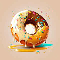 Vector Doughnut Donut with Sprinkles Generative AI